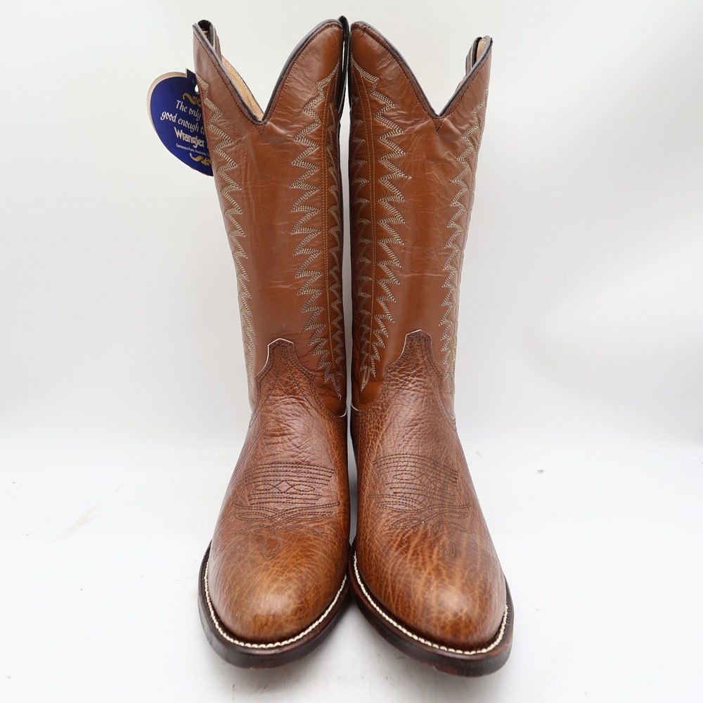 Wrangler Vintage Western Boots Mens 8.5D Brown Glazed Shoulder Leather NWT - Picture 10 of 16